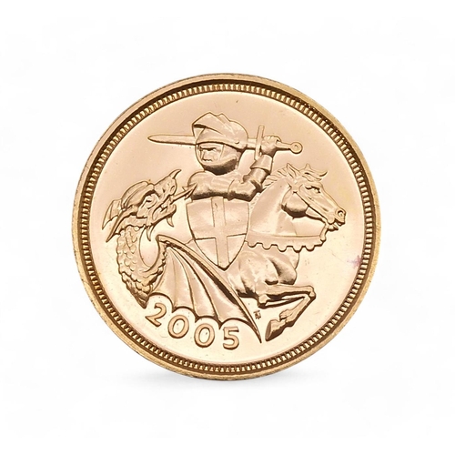 319 - Elizabeth II (1952-2022) 1/2 Sovereign 2005ObverseFourth crowned portrait of Queen Elizabeth II... 