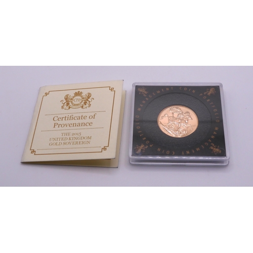 365 - Elizabeth II (1952-2022) 1 Sovereign 2015 Obverse- Fifth crowned portrait of HM Queen Eliz... 