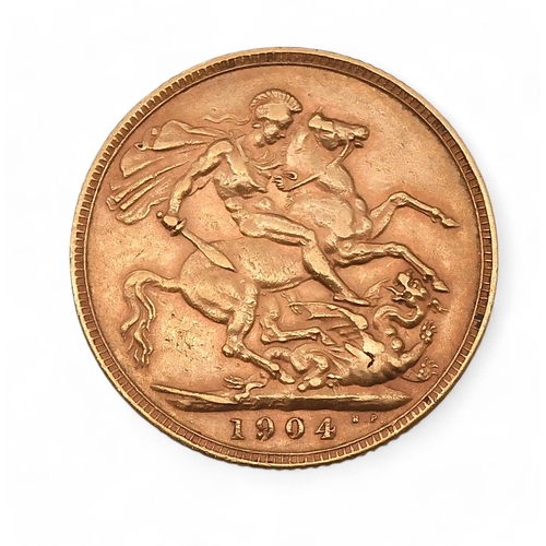 377 - Edward VII (1901-1910) Sovereign 1904Obverse portrait of King Edward VII facing right legend ar... 