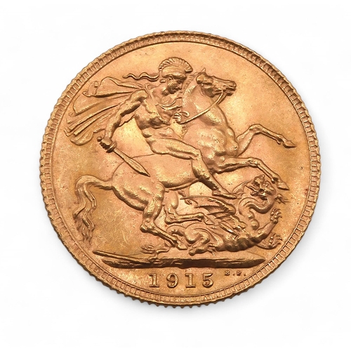 377A - GEORGE V (1910-1936) 1 Sovereign 1915Obverse bust of King George V facing left legend around&nb... 