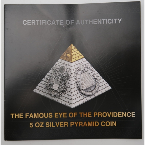 398 - The Famous Eye of the Providence 5 oz Silver Coin Barbados 2023 with box and COA 308/750