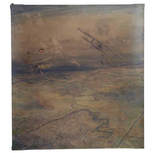 2934 - WILLIAM LIONEL WYLLIE RA RE (BRITISH 1851-1931)BI-PLANES OVER YPRES, 1915 (THE RUINS OF YPRES)Waterc... 