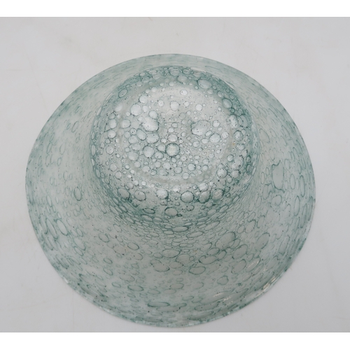 220A - A GROUP OF BUBBLE GLASSpossibly Nazing, all in a turquoise green, comprising a tall flaring rim vase... 