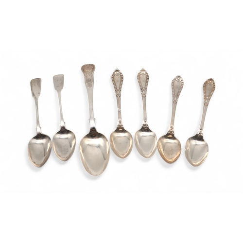 403 - A set of four Scottish silver Grecian pattern teaspoons, maker's mark J L A, a King's pattern desser... 