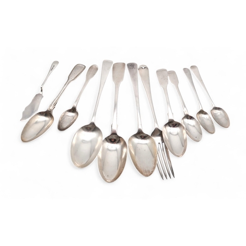 424A - A collection of Georgian and later silver flatware, including a tablespoon by Thomas Wallis &am... 