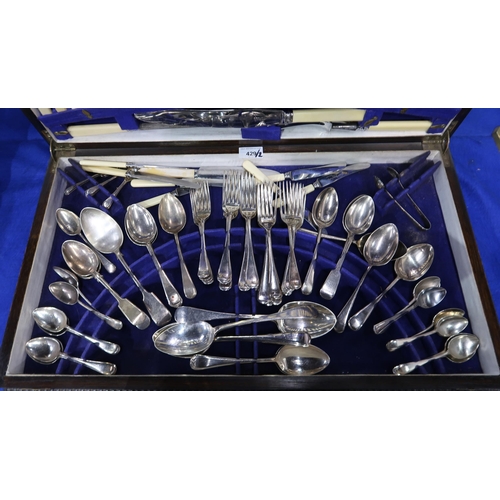 429 - A mixed canteen of stainless steel ivorine handled cutlery, various patterns including Fiddle, Old E... 