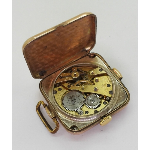 711 - A 9c cased gents Arrow vintage watch with a square case diameter 3cm, weight including mechanism&nbs... 