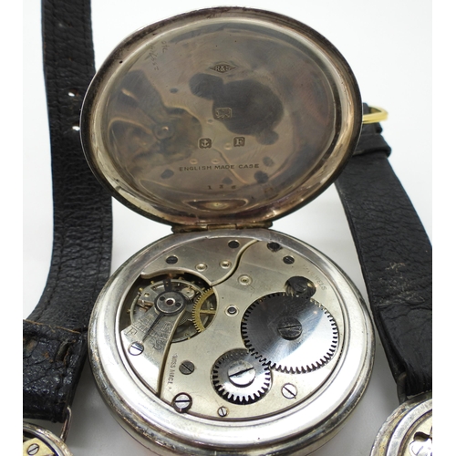 878 - A silver open face pocket watch hallmarked Birmingham 1930, and two silver wristwatches, one with an... 