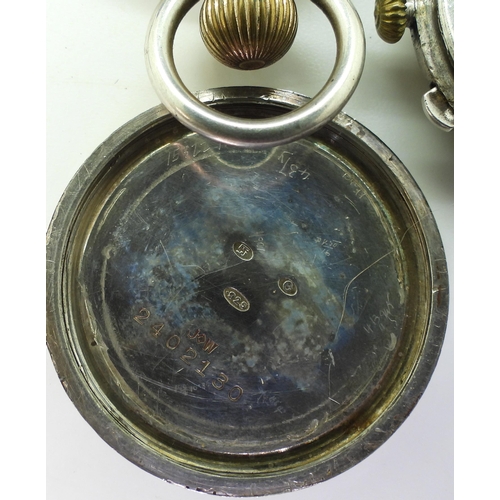 878 - A silver open face pocket watch hallmarked Birmingham 1930, and two silver wristwatches, one with an... 