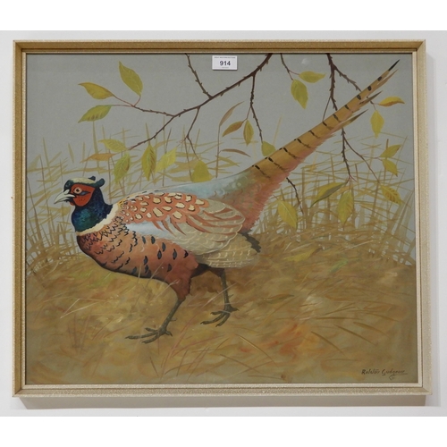 914 - RALSTON GUDGEON RSW (SCOTTISH 1910-1984) COCK PHEASANT Watercolour, signed lower right, 50... 