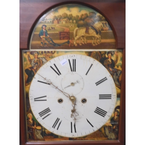 24 - A 19th century mahogany cased John Todd, Glasgow grandfather clock with painted dial depicting the f... 