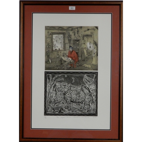 972 - CHRIS ORR MBE RA (ENGLISH b.1943) THE IMPROVED RHINOCEROS, ALBRECHT DÜRER AND CHRIS ORR Etching, sig... 