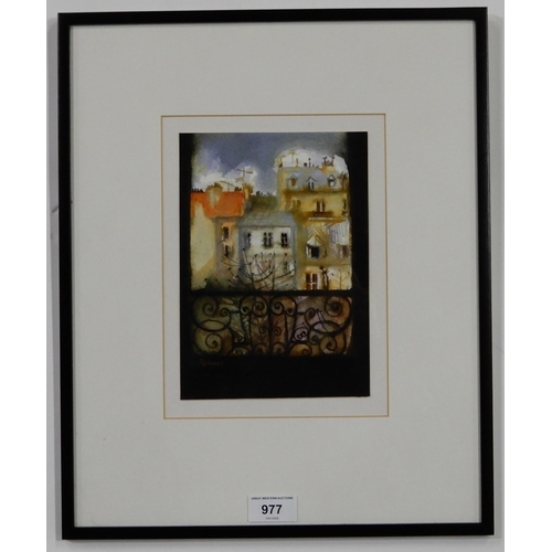 977 - LIZ RODGERS (SCOTTISH CONTEMPORARY) APRIL IN PARIS Watercolour, signed lower left, 21 x 15... 