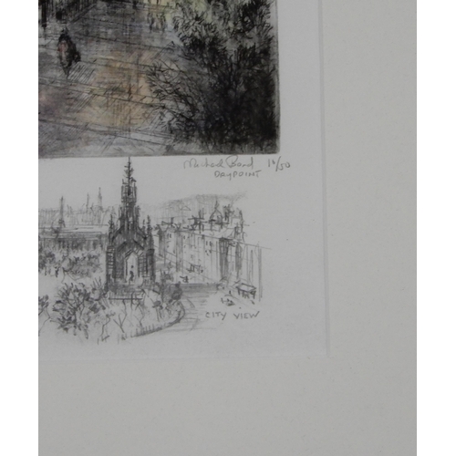 981 - MICHAEL BOND (BRITISH CONTEMPORARY)  EDINBURGH CASTLE Drypoint and pencil, signed lower right, numbe... 