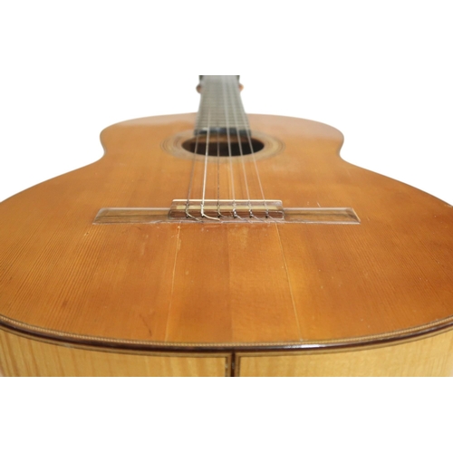 606 - MIGUEL RODRIGUEZA rare flamenco guitar with cedar top, maple back and sides, stamped internally and ... 