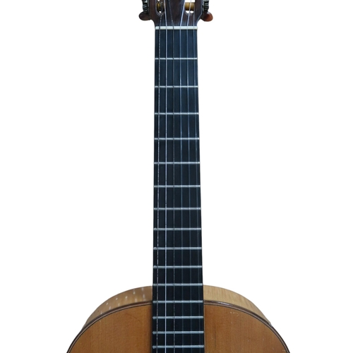 606 - MIGUEL RODRIGUEZA rare flamenco guitar with cedar top, maple back and sides, stamped internally and ... 