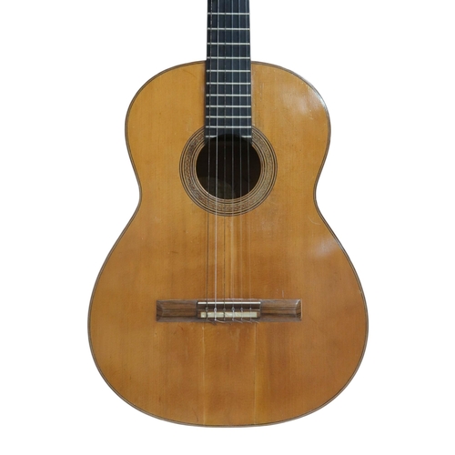 606 - MIGUEL RODRIGUEZA rare flamenco guitar with cedar top, maple back and sides, stamped internally and ... 