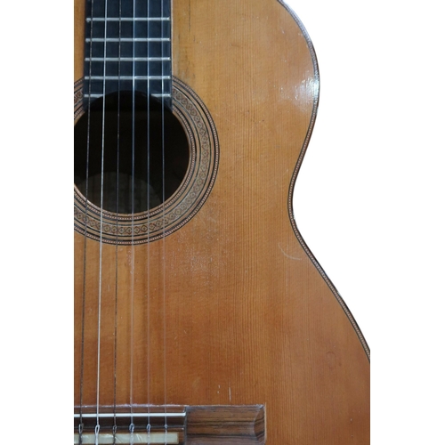 606 - MIGUEL RODRIGUEZA rare flamenco guitar with cedar top, maple back and sides, stamped internally and ... 