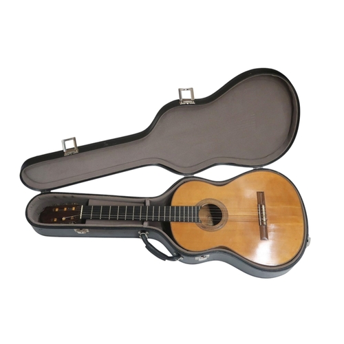 606 - MIGUEL RODRIGUEZA rare flamenco guitar with cedar top, maple back and sides, stamped internally and ... 