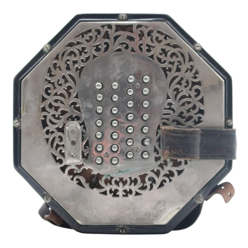 618 - C. WHEATSTONE & CO CONCERTINA c.1905, serial 23792, pierced metal ends, 56 button, 6 bellows, En... 