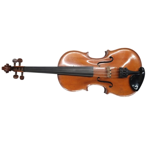 622 - A two piece back violin by Nicola Genari, labelled to the interior with 1911, back length is 36cm. T... 