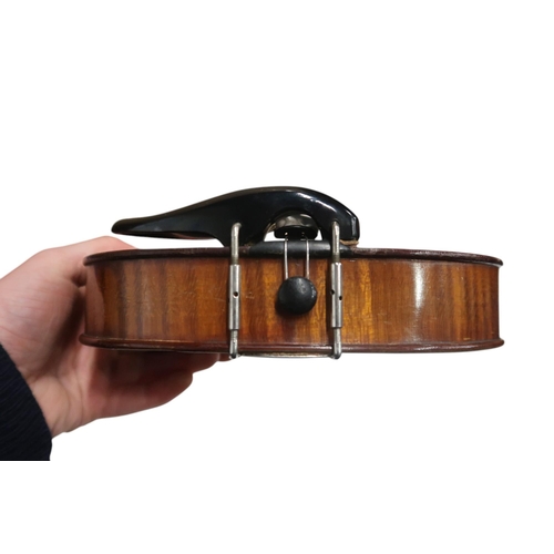 622 - A two piece back violin by Nicola Genari, labelled to the interior with 1911, back length is 36cm. T... 