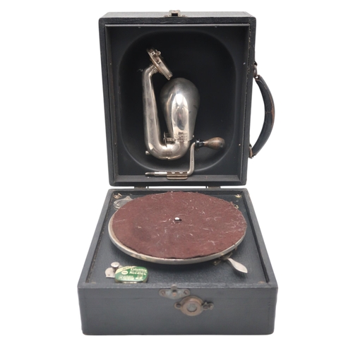 625 - A small portable Gramophone by S. Rosenbloom, Edinburgh, with Crescendo Junior Sound Box, 25cm wide ... 