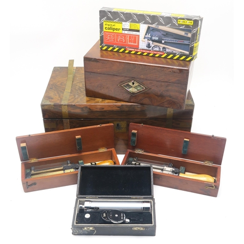 483 - Assorted picture frames, including rosewood and ebonised examples, a leather attache case, a brass-b... 