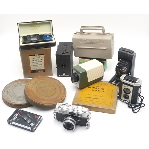 485 - Camera equipment and accessories, to include film reels with packaged labelled 