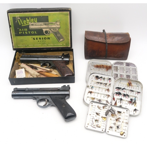 488 - *WITHDRAWN* A boxed Webley 'Senior' Air pistol, together with a loose 'Mark I' example, assorted gam... 