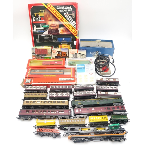 493 - Assorted 00-gauge model railway, to include Airfix Harrow, BR Mogul and various Wagon model kits, bo... 