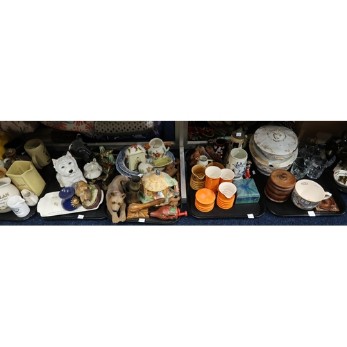 235 - Assorted ceramics including Whisky water jugs, Carlton Ware, dog figures