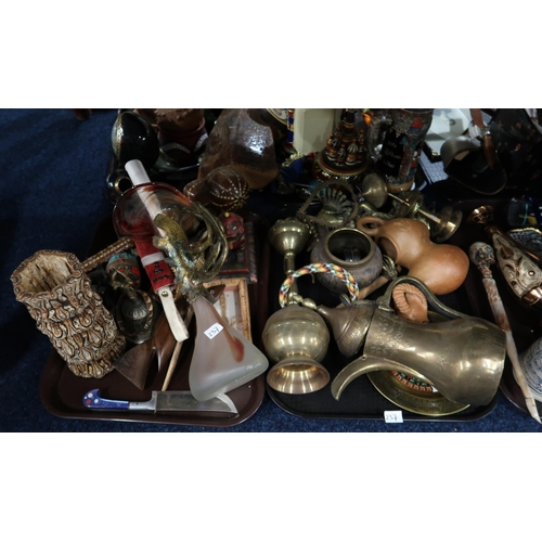 237 - Assorted brassware, model cannons, pottery, and assorted other decorative items