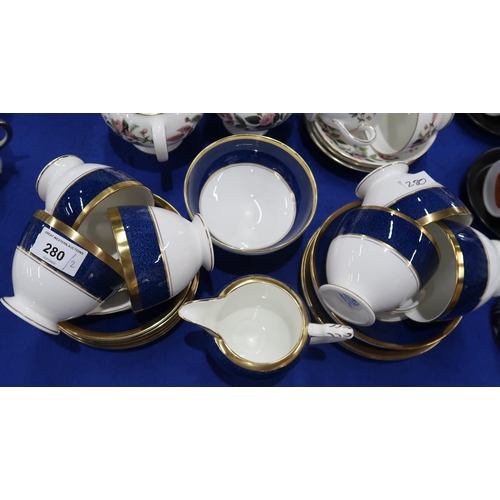 280 - A Wedgwood Hathaway Rose dinner service, together with a Coalport Athlone-Blue teaset