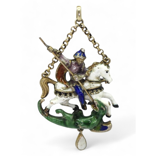 2701 - GEORGE & THE DRAGONthis Austro-Hungarian jewel made in gilded white metal and enamelled all over... 