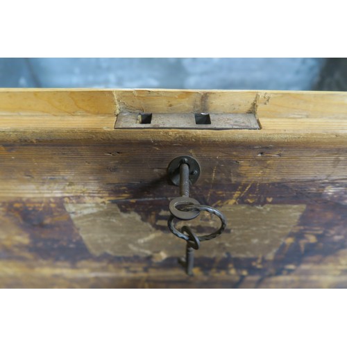 126 - A lot consisting an early 20th century metal bound chest and another pine chest both containing asso... 