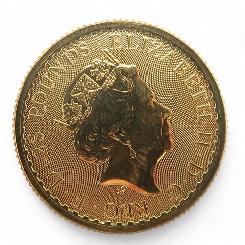 407 - Elizabeth II (1952-2022)1/4 oz Fine Gold 25 Pounds 2020Obverse fifth portrait of HM Queen Elizabeth ... 