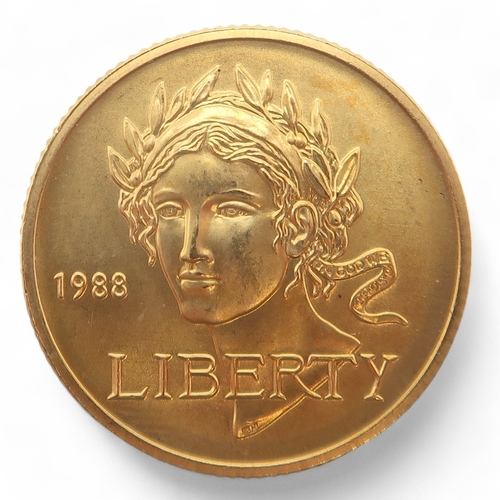 409 - United States (1776-date) 5 Dollars Olympics 1988ObverseNike, goddess of Victory, in a wreath of oli... 