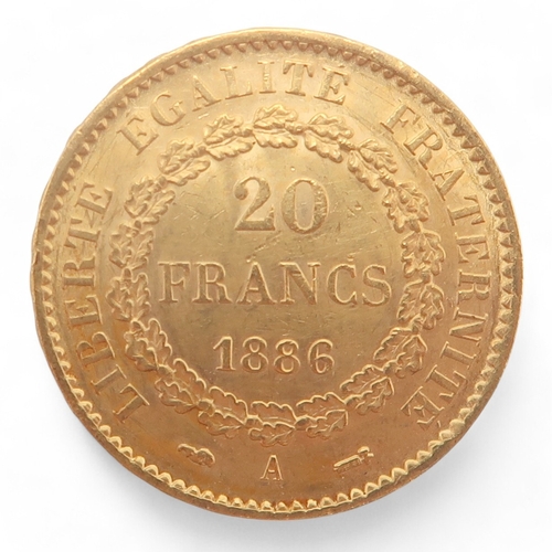 426 - France Third Republic (1870-1940) 20 Francs 1886ObverseStanding Genius writing the Constitution, roo... 