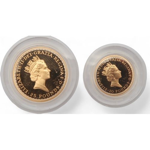 441 - Elizabeth II (1952-2022) Britannia Two Coin Set 1987To include a Britannia 25 Pounds coin 8.53 grams... 