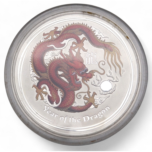 445 - Elizabeth II (1952-2022) 2012 5 oz silver coin Year Of The Dragon