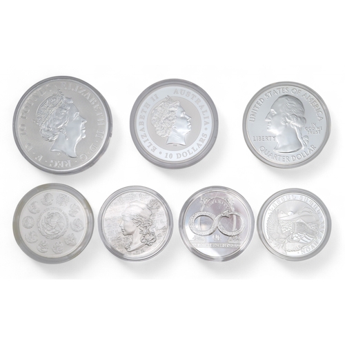 350 - Silver Bullion a lot comprising various silver bullion coins to include 10 oz and 5 oz coins approxi... 