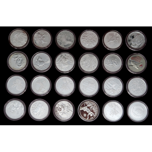 368 - A lot comprising 144 1 oz silver coins various designs in a wood collector's case approximate weight... 