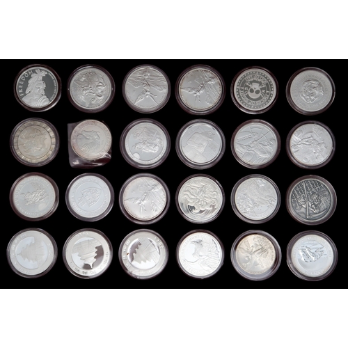 368 - A lot comprising 144 1 oz silver coins various designs in a wood collector's case approximate weight... 