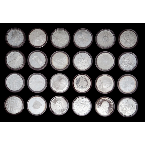 368 - A lot comprising 144 1 oz silver coins various designs in a wood collector's case approximate weight... 