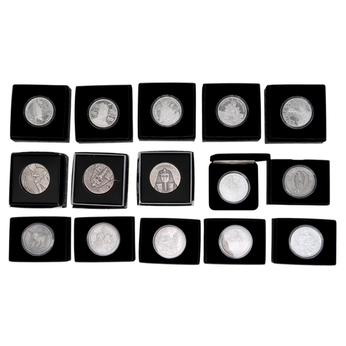 373 - A lot comprising thirteen 1 troy ounce novelty coins three 2 oz silver Egyptian Relic Series coins