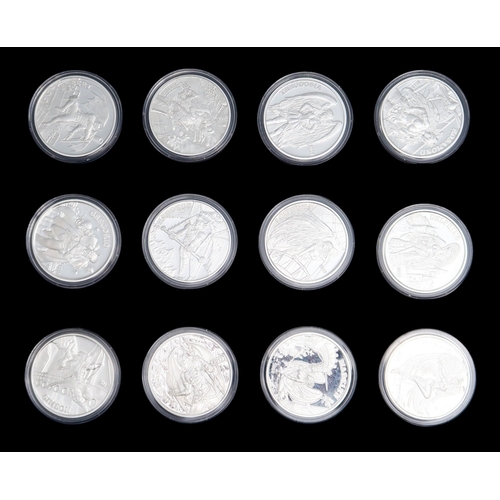 375 - A lot of 42 various collector's 1oz silver coins approximate weight 1150 grams