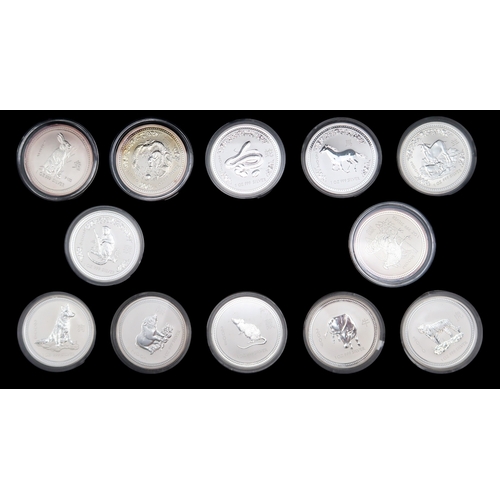 386 - Australian Lunar Series I 1999 through to the year 2010 1 oz silver coin set