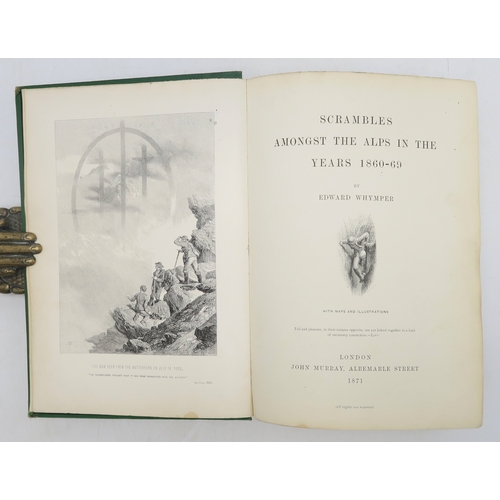 2614 - MOUNTAINEERINGWhymper (Edward) Scrambles Amongst the Alps in the Years 1860-69London, John Murray, 1... 