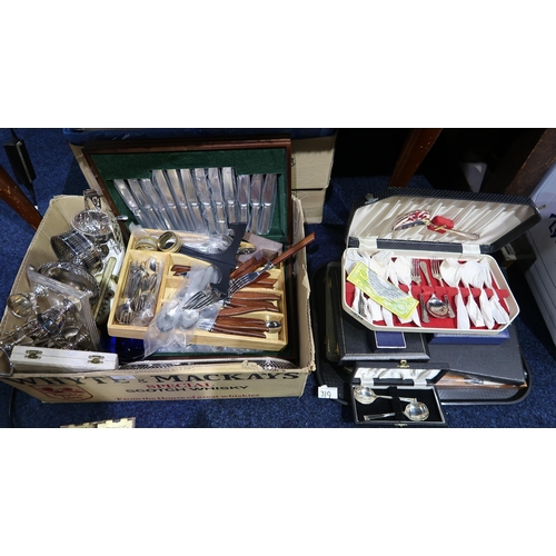 319 - A collection of EPNS including cutlery canteens, loose cutlery, cruet sets, bottle stands